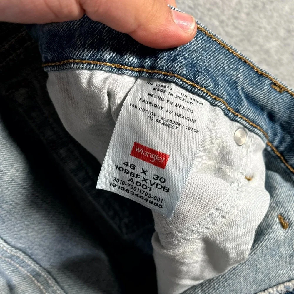 Wrangler Five Star Premium Jeans Men 46x30 Blue Denim Comfort Regular Fit Cotton
